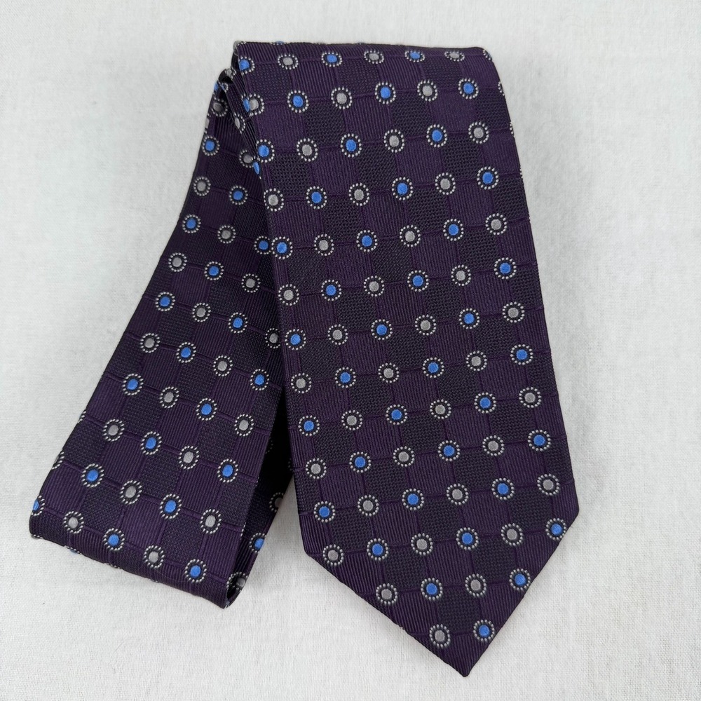 Jos A Bank Executive Collection‎ Mens Silk Tie Purple Blue Geometric Dots Career